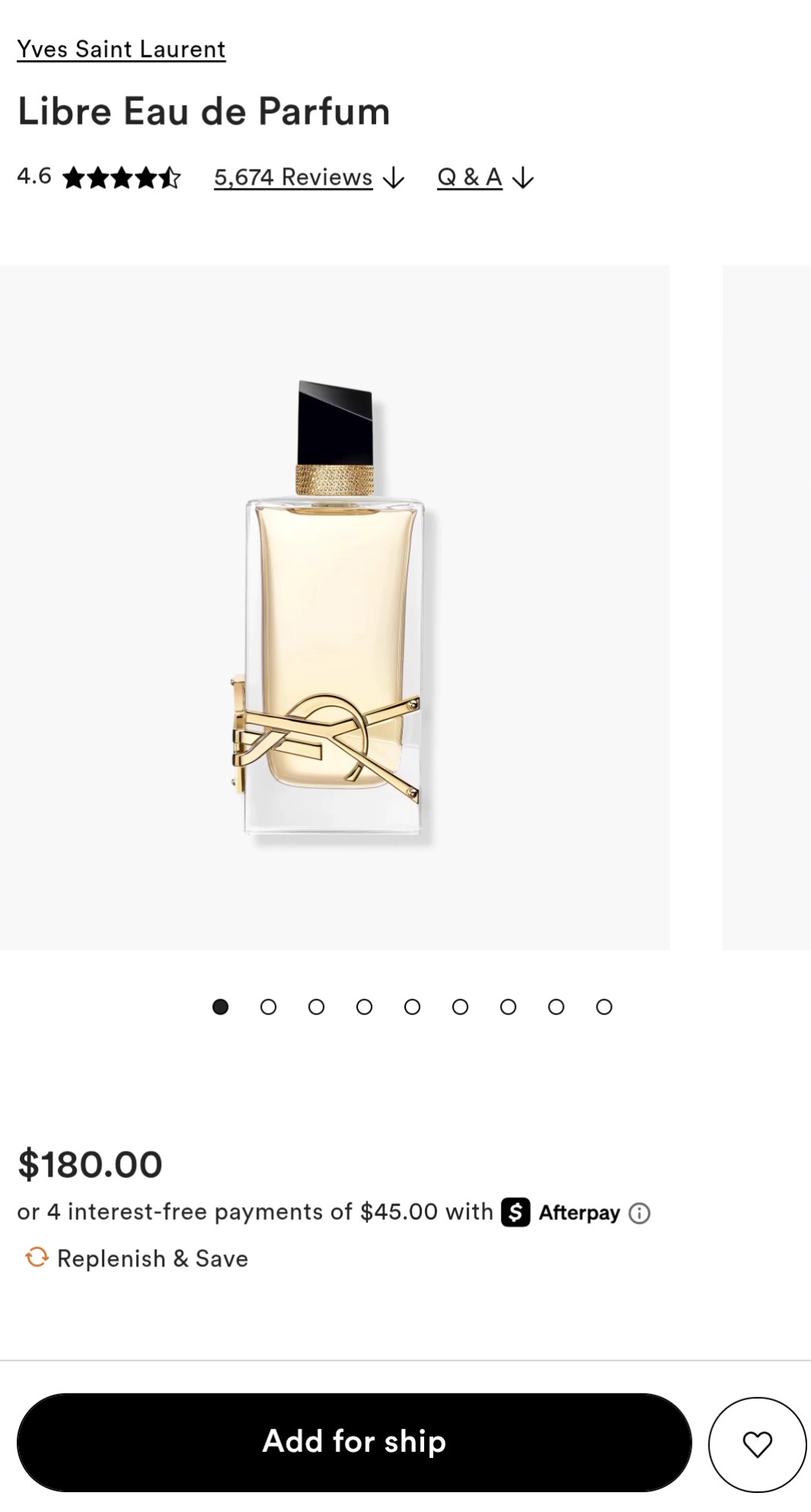 Earlier retailer product-page screenshot of Yves Saint Laurent Libre Eau de Parfum